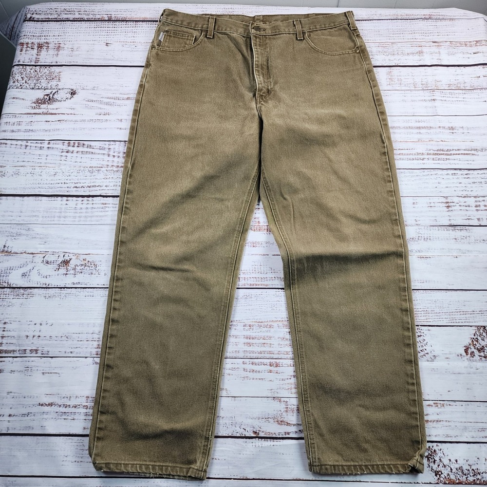 Vintage Carhartt B161 BRK Straight Leg Work Jeans Men's 42x32 Bark Brown
